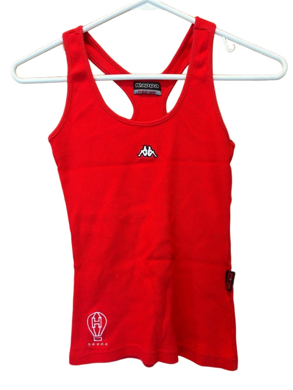 Kappa Women's Y2K Red Ribbed Racerback Tank Top With Logo and Graphic -  Medium